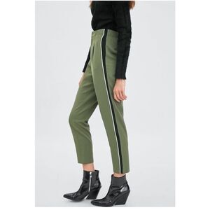 ZARA x TRF Collection Olive Green Trousers Pants w/ Side Stripes SZ XL